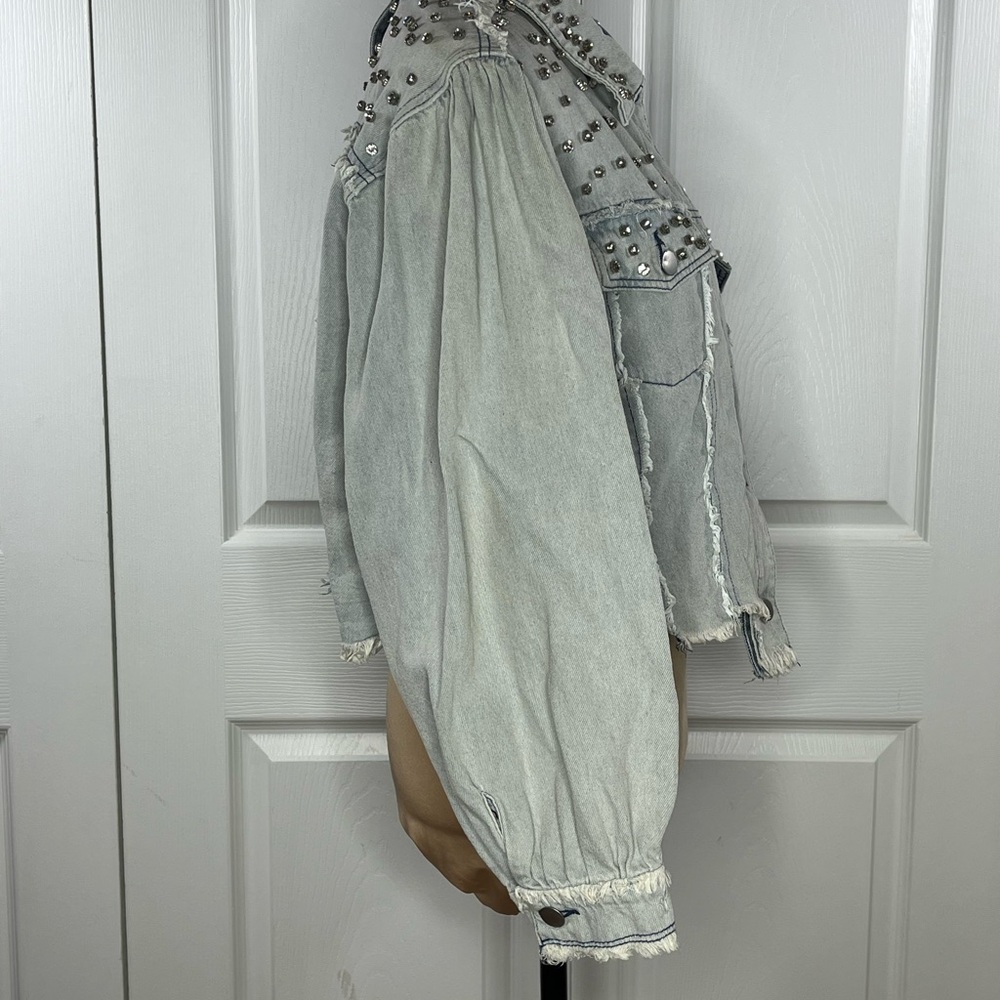 POL Light and Dark Blue Studded Denim Jacket M - Picture 13 of 17